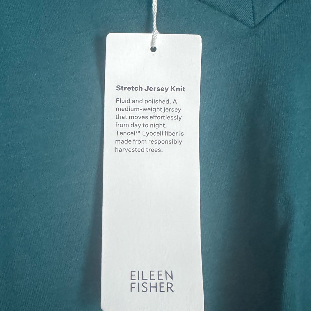 Eileen Fisher Teal Long Sleeve Blouse - Picture 4 of 4